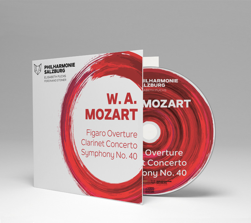 Mozarts Ouvertüre aus Figaro, Klarinettenkonzert und Symphonie Nummer 40. Audio-Aufnahme als CD der Philharmonie Salzburg mit Ferdinand Steiner